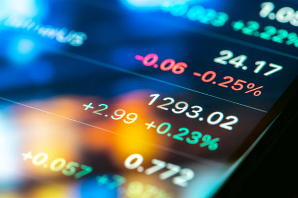 Trading charts and data on digital screen